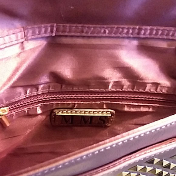 MMS Design Studio Burgundy Envelope Clutch with Gold Pyramid Studs - Picture 5 of 15